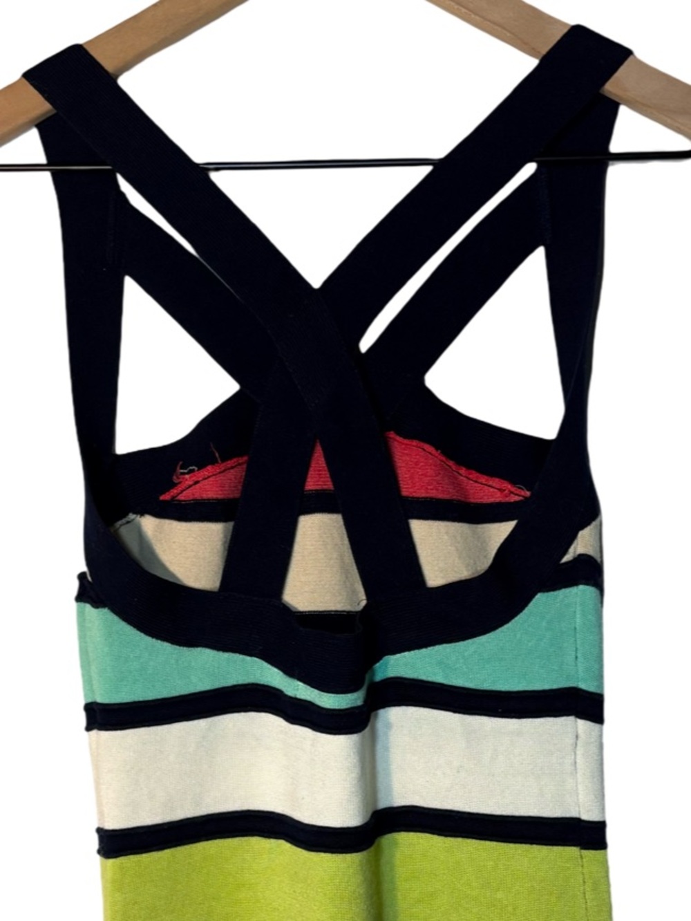 WOW Couture Bandage Bodycon Dress Colorblock Stripe Mini Herve Leger Style - Picture 4 of 8